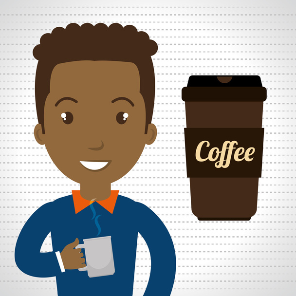 человек молодой чашка кофе
 - Вектор,изображение