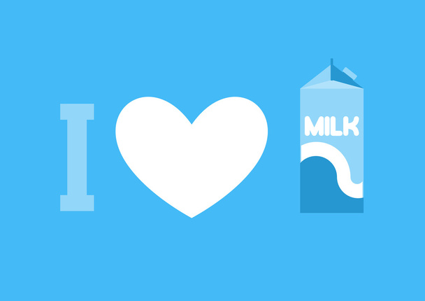 I love milk. Heart and carton of milk. Eemblem for lovers of dai - Вектор, зображення