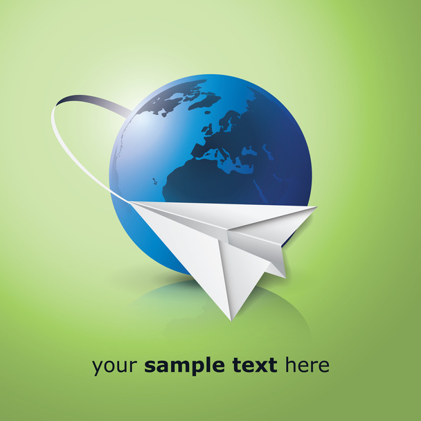 Globe design with airplane - Vector, Image