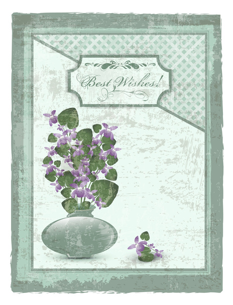 Postkarte mit violettem Grunge-Hintergrund - Vektor, Bild