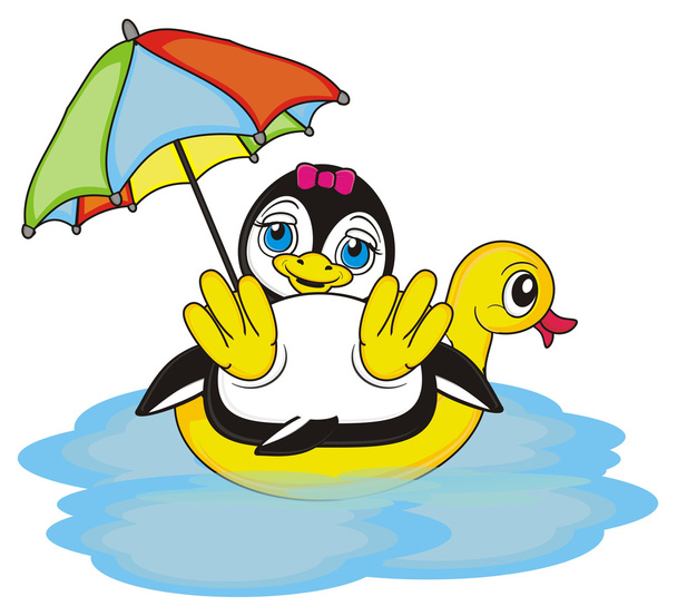 pingviini tyttö uinti sateenvarjo
 - Valokuva, kuva