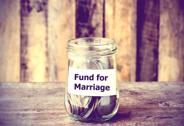 Sikke para cam Fonu ile evlilik etiket için - Fotoğraf, Görsel
