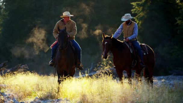 Riders on horses in Rocky mountains - Footage, Video