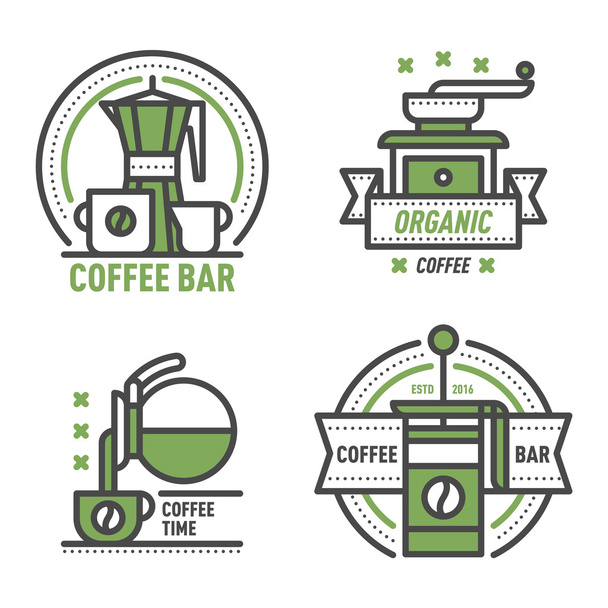 Coffee monogram vector logo badge - Wektor, obraz