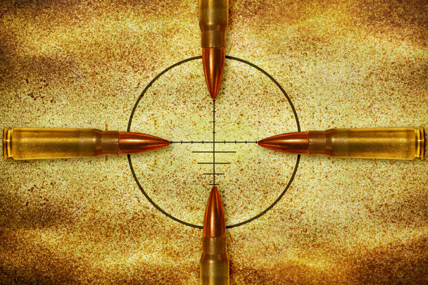 Vier kogels en doel - Foto, afbeelding