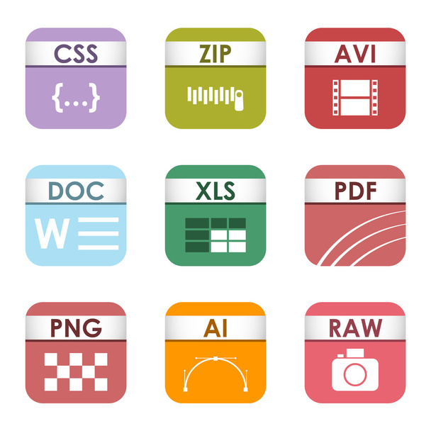 File type icons vector set. - Vektor, kép