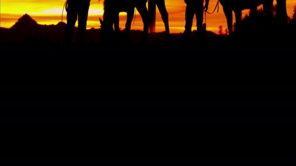 Gün batımında vahşi kovboy biniciler - Video, Çekim