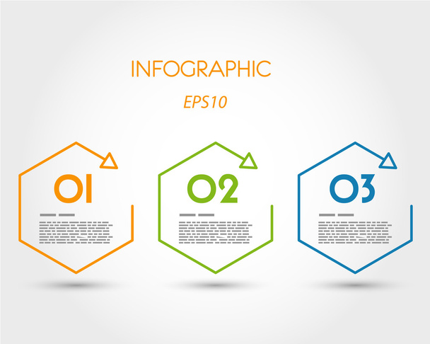 colorful linear infographic hexagons - Vector, imagen