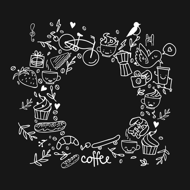 Рамка эскиза кофе
 - Вектор,изображение