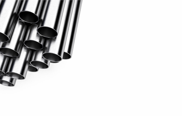 steel pipes on white background 3d illustration - Foto, immagini