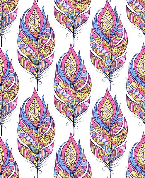 patroon met kleurrijke abstracte veren - Vector, afbeelding