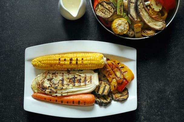 Tasty dishes of grilled vegetables - Photo, Image