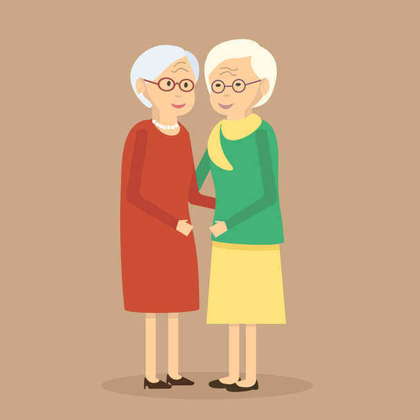 Old People Friends - Vector, Image