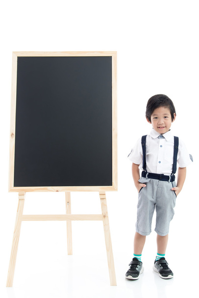 Cute Asian child with black board  - Foto, Imagem