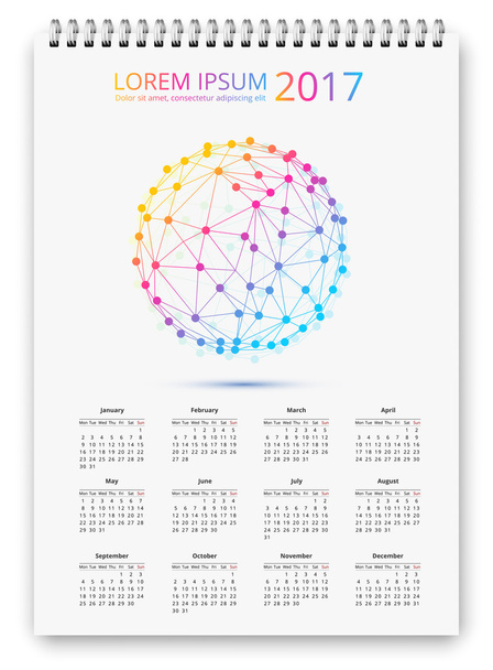 Calendar 2017 Vector - Вектор,изображение