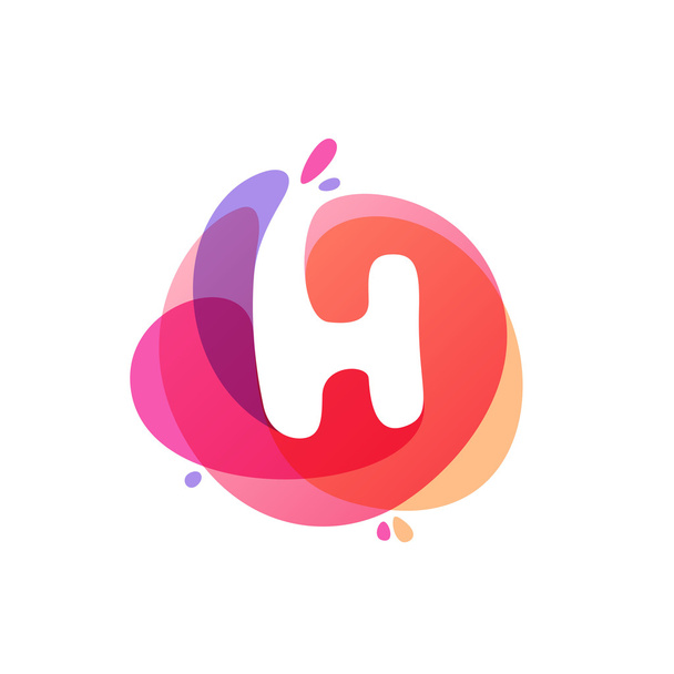 Логотип літери H на барвистому фоні акварельних бризок
.  - Вектор, зображення