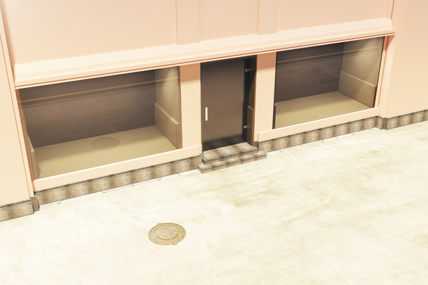 Empty clean storefront in daylight. Mock up, 3D Rendering - Фото, изображение