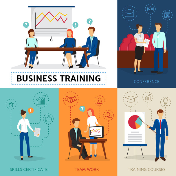 Business Training Concept Composizione Banner
 - Vettoriali, immagini