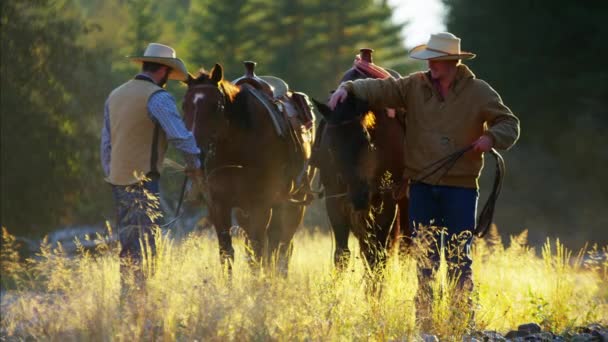 Cowboys caminhando com cavalos
  - Filmagem, Vídeo