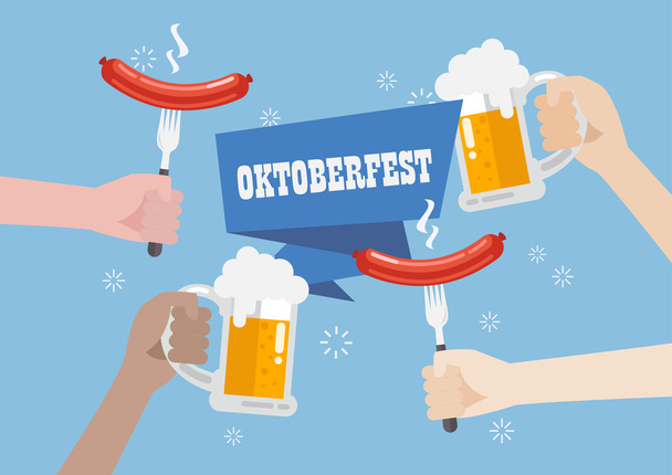 Oktoberfest con un bicchiere di birra e salsiccia
 - Vettoriali, immagini