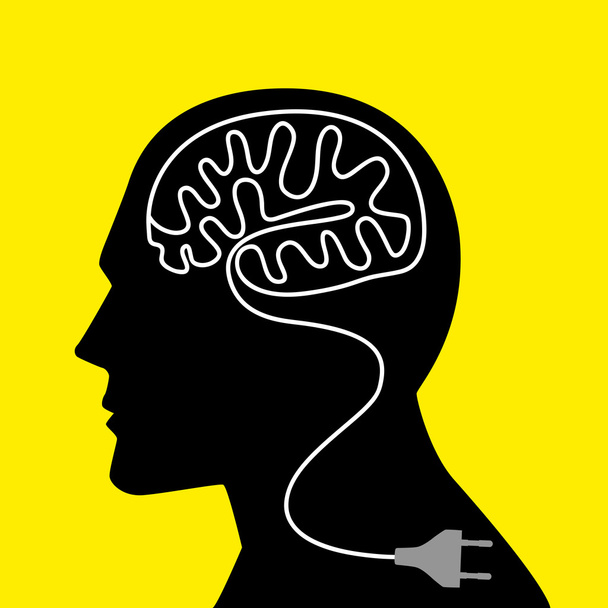 電源ケーブルが人間の脳を形成 - ベクター画像