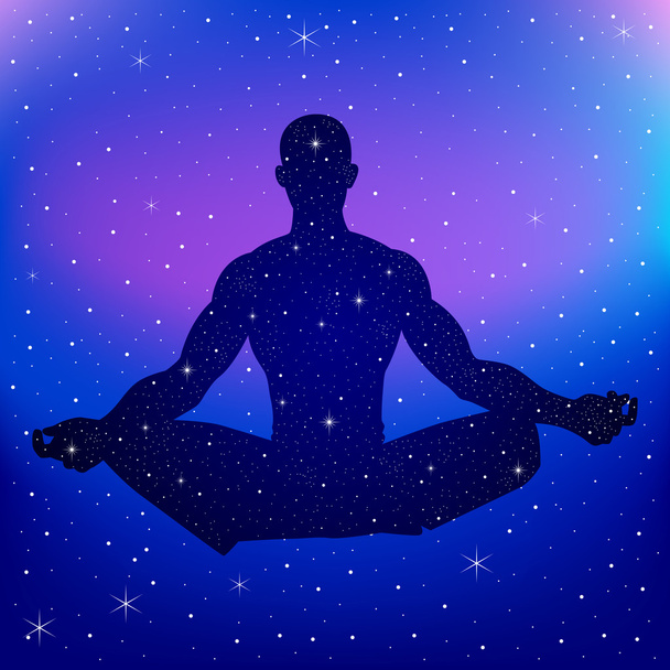 silhouet illustratie van een mannelijke figuur mediteren - Vector, afbeelding