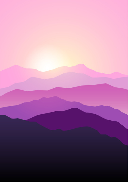 Mountains landscape in beautiful colors - Vector, Image