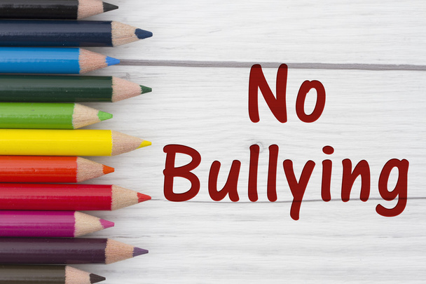 Pencil Crayons with text No Bullying - Фото, зображення