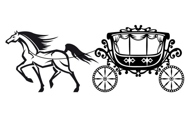 Horse with vintage carriage - Vector, Image