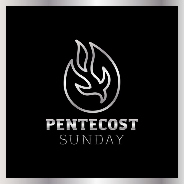 Abstract Holy Spirit symbol - a black dove on flames. Pentecost Sunday fire - Vector, Image
