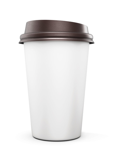Taza de plástico desechable con tapa para café aislado en bac blanco
 - Foto, Imagen