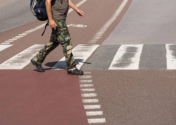 Man crossing street - Photo, Image