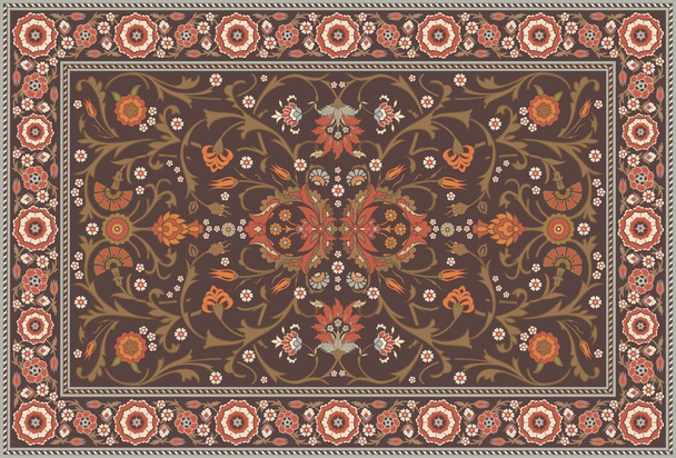 All-over Floral Rug Layout - Vector, Image