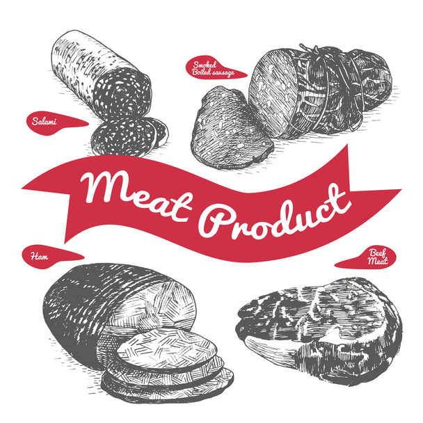 Vlees product afbeelding. - Vector, afbeelding