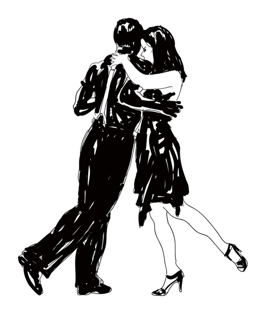 Sketched Dancers in black and white - Vector, Image