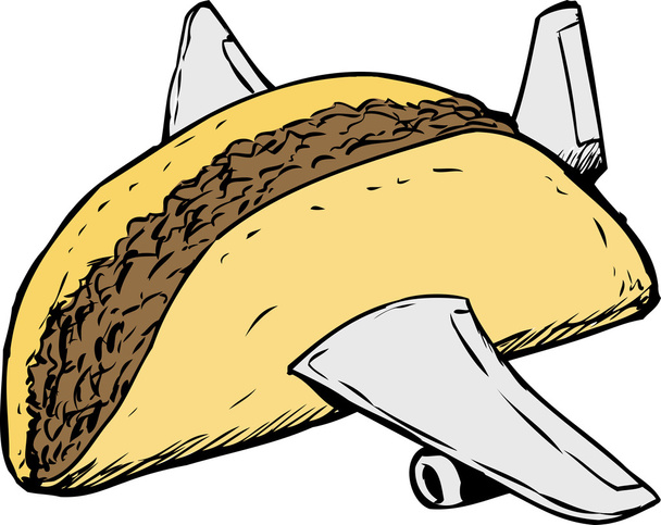 Taco-Schale gefüllt mit Rindfleisch und Flügeln - Vektor, Bild