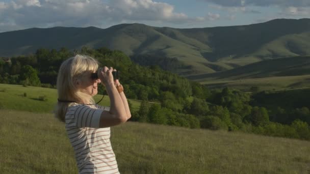 Woman With Binoculars - Footage, Video