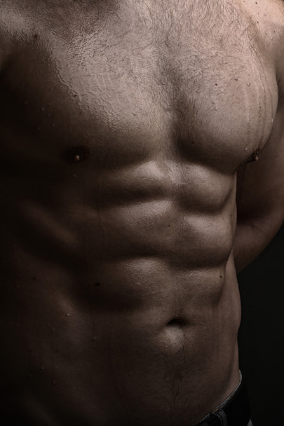 torso húmedo macho muscular - Foto, Imagen