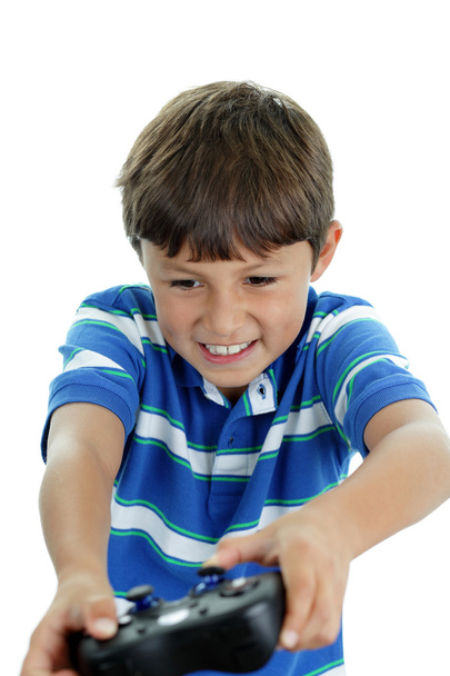 Boy playing video game - 写真・画像
