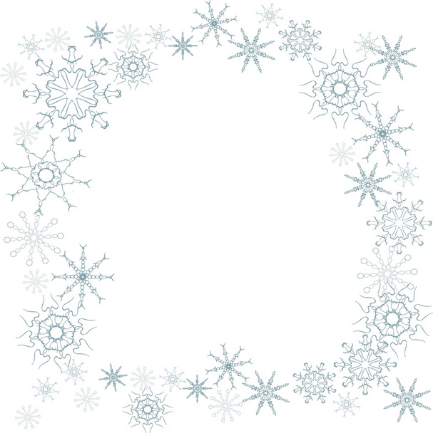 Χειμώνα φόντο μπλε-νιφάδες χιονιού σε λευκό, εικονογράφηση διάνυσμα - Διάνυσμα, εικόνα