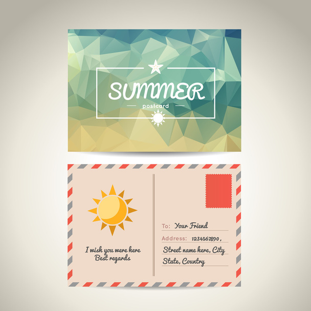 summer postcard template - Vettoriali, immagini