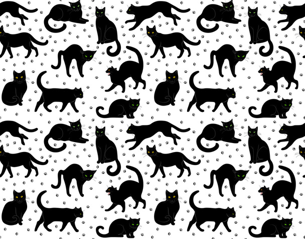 black cats seamless - Vector, Image