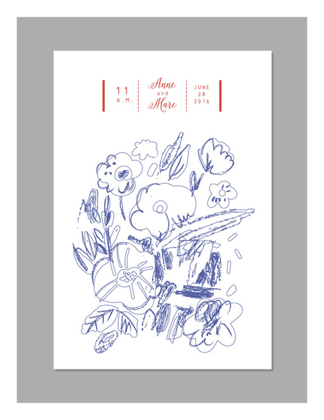Universal floral card, creative art poster. Vector - Vector, Imagen