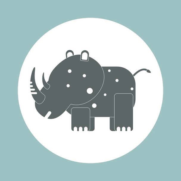 Icono vectorial en diseño plano sobre fondo colorido Rinoceronte
 - Vector, Imagen