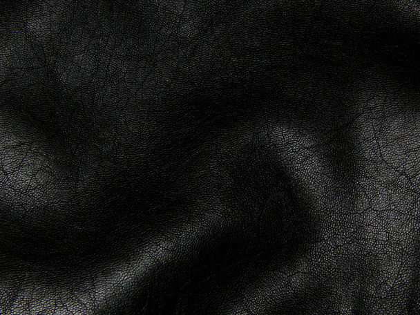 Texture of genuine black leather close up - Photo, Image