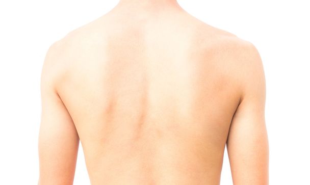 Rücken des Mannes auf weißem Hintergrund Schönheit gesunde Hautpflege für Männer Konzept - Foto, Bild