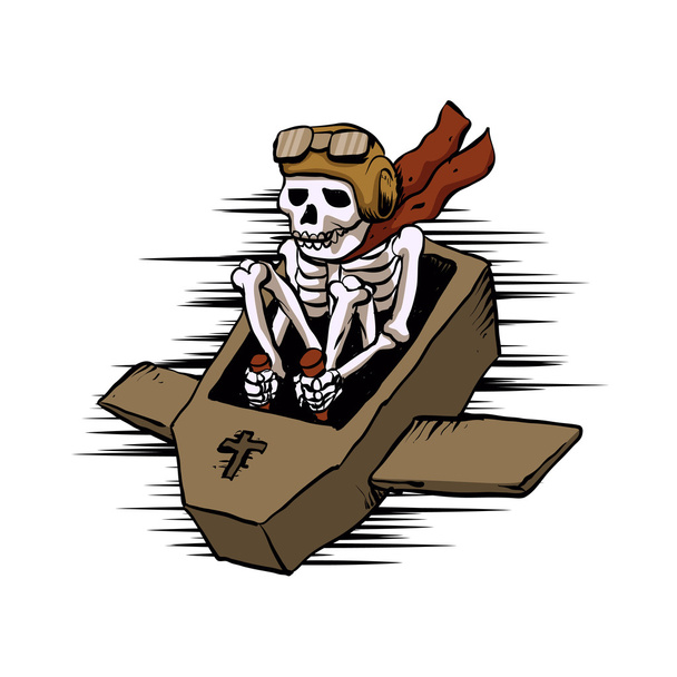 kamikaze  in flying coffin - Vector, Image