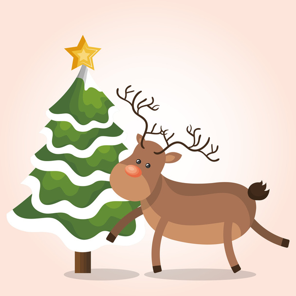 reindeer christmas isolated - Вектор,изображение