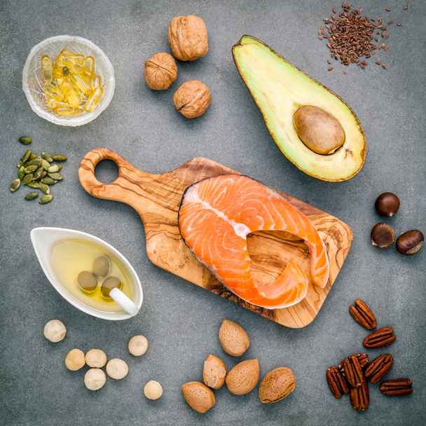 Válogatás az élelmiszer forrásai az omega-3 telítetlen zsírokat, és. Szuper fo - Fotó, kép
