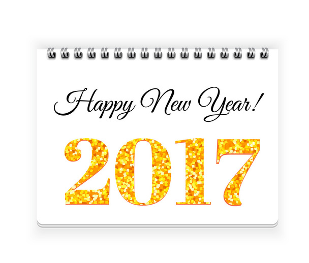 frohes neues Jahr 2017 auf Spirale Notizbuch Papier Vektor Hintergrund - Vektor, Bild